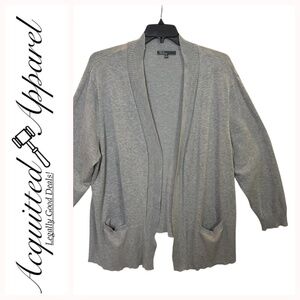 89th & Madison Open Front Cardigan Gray Sweater 3XL